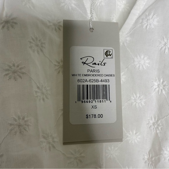 Rails Paris White Embroidered Daisies Blouse – XS – NWT - Picture 6 of 8